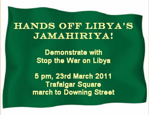 Hands off Libya - Downing Street demonstration 23rd March 2011