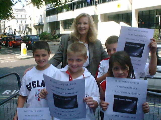 Lady Renouf with a young team of Zundel supporters